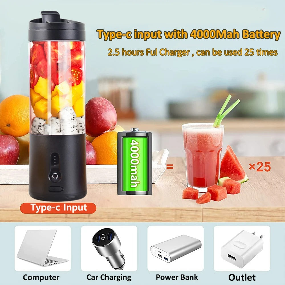 Portable Blender Mini Electric Fruit Juicer Mixer USB Rechargeable